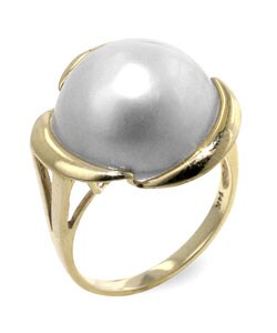 14k Yellow Gold Flawless Mabe Pearl Ring