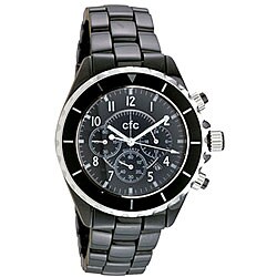 Ceramic Men's Large Black Chronograph Watch