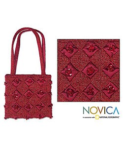 'Brave Red' Beaded Handbag