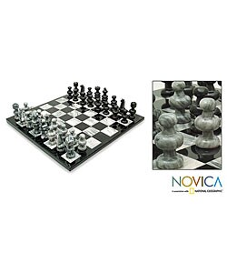 'Check in Gray' Onyx and Marble Chess Set (Mexico)
