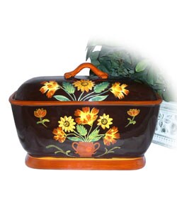 Handpainted English Sunflower Bread/ Toast Jar