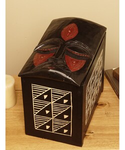 Hand-chiseled Mask Face Box (Ghana)