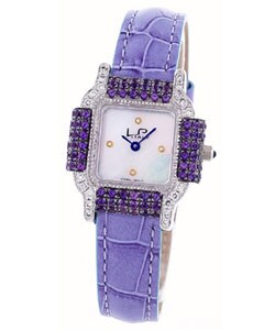 LP Italy 'Dolce Vita' 14k Gold Amethyst Diamond Watch