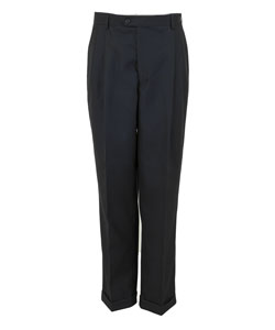 Domani Platinum Men's Navy Sharkskin Pleated Dress Pants