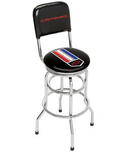 Camaro Dual Foot Ring Chrome Swivel Garage Barstool