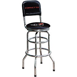 Chrome Corvette Swivel Bar Stool with Back Rest