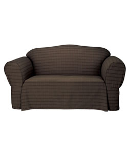 Checkered Stretch Coffee Sofa Slipcover