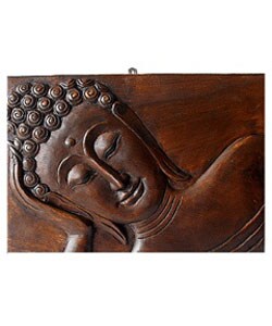 Acacia Wood Hand Carved Buddha Face (Thailand)