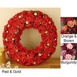 Mulberry Paper Roses 15-inch Circular Wreath
