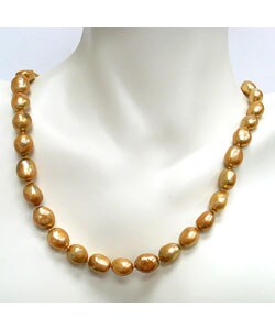 10k Yellow Gold Golden Freshwater Pearl Necklace
