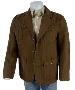 PX Men's 4-pocket Olive Pinstripe Fashion Blazer