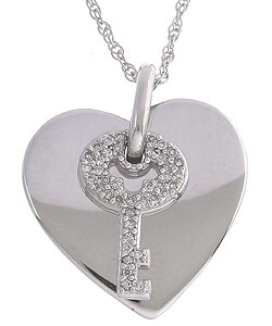 Sterling Silver 1/10ct Diamond Key Heart Necklace