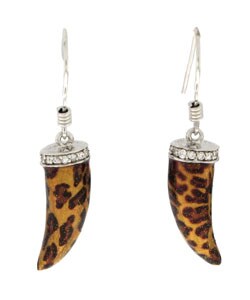 Charles Winston Leopard Horn Enamel Earrings