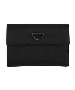 Prada Black Nylon Metal Logo Tri-fold Wallet