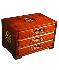 Handmade 'Symbol of Joy' 3-drawer Wood Jewelry Box