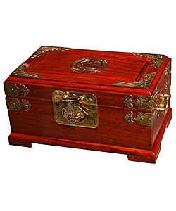 Handmade Asian Brass and Wood Jewelry Box