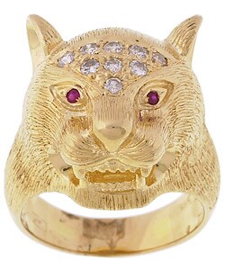 14k Yellow Gold 1/4ct TDW Diamond Cougar Ring