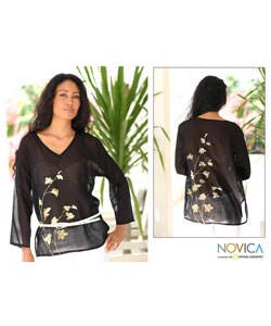 'Black Autumn Oak' Cotton Blouse (Indonesia)