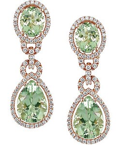 18k Gold Green Amethyst and 1 5/8ct TDW Diamond Earrings (G-H-I, SI)