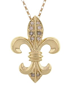 14k Gold Diamond Accent Fleur de Lis Necklace