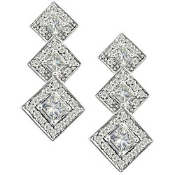 14k White Gold 1 1/3ct TDW Diamond Drop Earrings