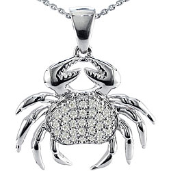 14k White Gold 1/6ct TDW Diamond Crab Necklace (I-J, I1-I2)