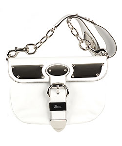 Gucci Leather Shoulder Bag with Silver Tone Plates