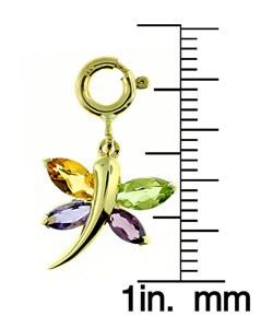 14k Yellow Gold Gemstone Dragonfly Charm