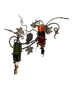 Handcrafted Metal Wall Wine 2-Bottle Holder
