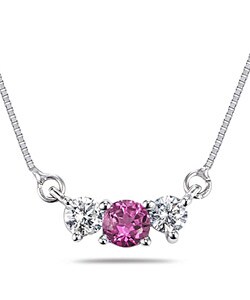 14k Gold Pink Topaz & 1/4ct Diamond Necklace