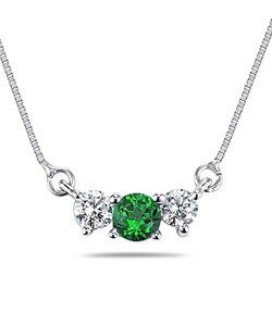 14k Gold Emerald & 1/4ct TDW Diamond Necklace