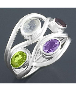 MULTISTONE STERLING SILVER RING (INDIA) from Overstock.com :  handmade jewelry cheap multistone sterling silver ring india handmade silver