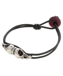 Gerald David Bauman Silver and Leather Double Vulture Bracelet