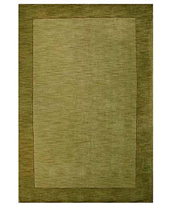 Hand-tufted Green Border Wool Rug (8' 9 x 13')