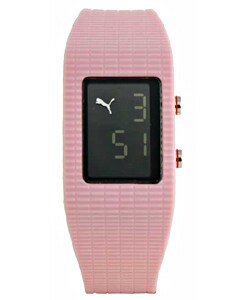 Puma Vega Womens LCD Dial Pink Rubber Strap Watch