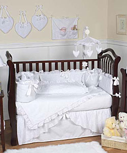 White Eyelet 12-piece Baby Girl Nursery Bedding Set