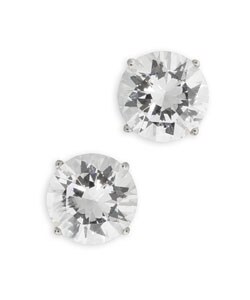 14k White Gold Round Cubic Zirconia Stud Earrings