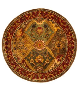 Hand-tufted Heritage Kerman Burgundy Wool Rug (3'6 Round)