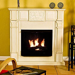 Avalon Antique White Gel Fuel Fireplace