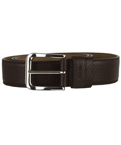 Prada Dark Brown Pebbled Leather Belt