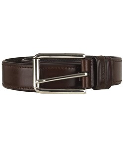 Prada Brown Leather Belt with Silver Buckle
