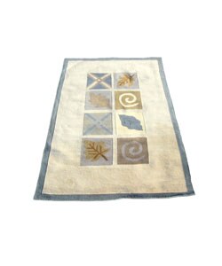 Indo Tufted Hand-knotted Ivory/ Gray Rug (5' x 8')