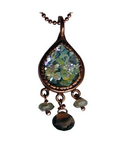 Roman Glass and Gemstone Copper Necklace (Israel)