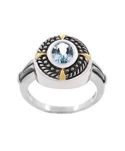 Sterling Silver Blue Topaz Oxidized Ring