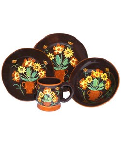 English Sunflower Hand-painted 16-piece Dinner Set