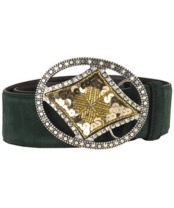Vitanouva Suede Green Belt with Embellished Buckle
