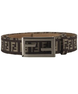 Fendi Brown & Beige Jacquard Zucchino Logo Belt