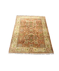 Indo Mahal Hand-knotted Peach/ Gold Rug (6' x 9')