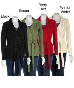 Stephanie Rogers Double-breasted Belted Sweater