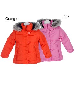 Scooter Brown Girl's Quilted Parka with Fur Hood